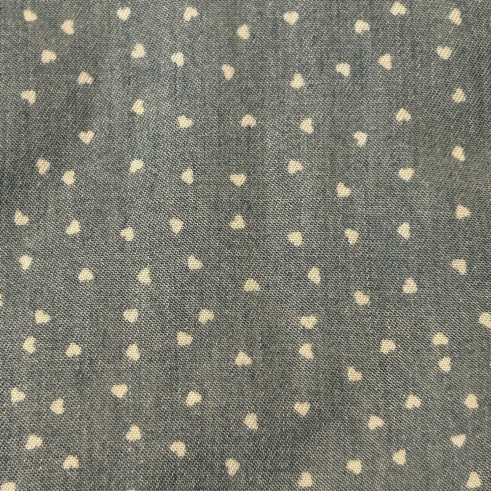 Printed Hearts Denim Button Up Top Chambray - image 8